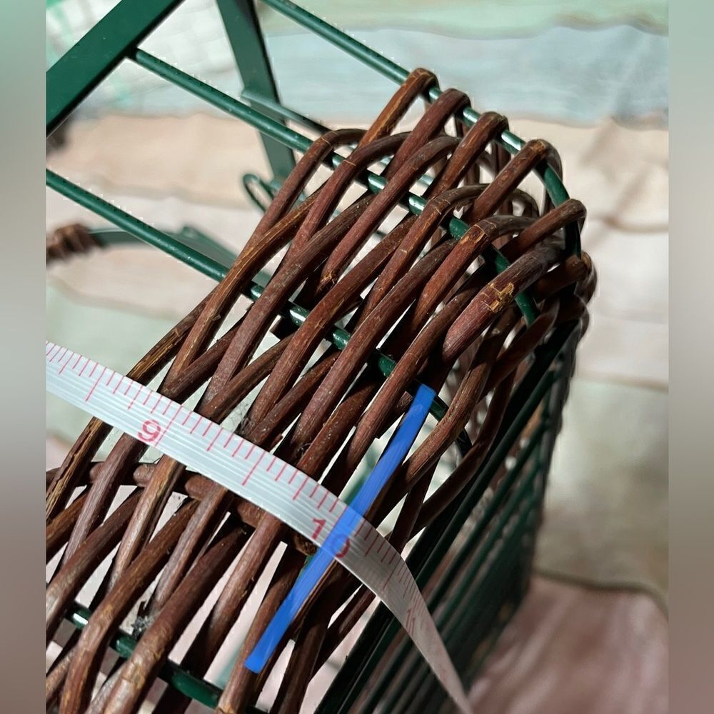 9” Wicker & Green Metal Rectangular Basket EPC Multifunctional Storage D… - Picture 7 of 10